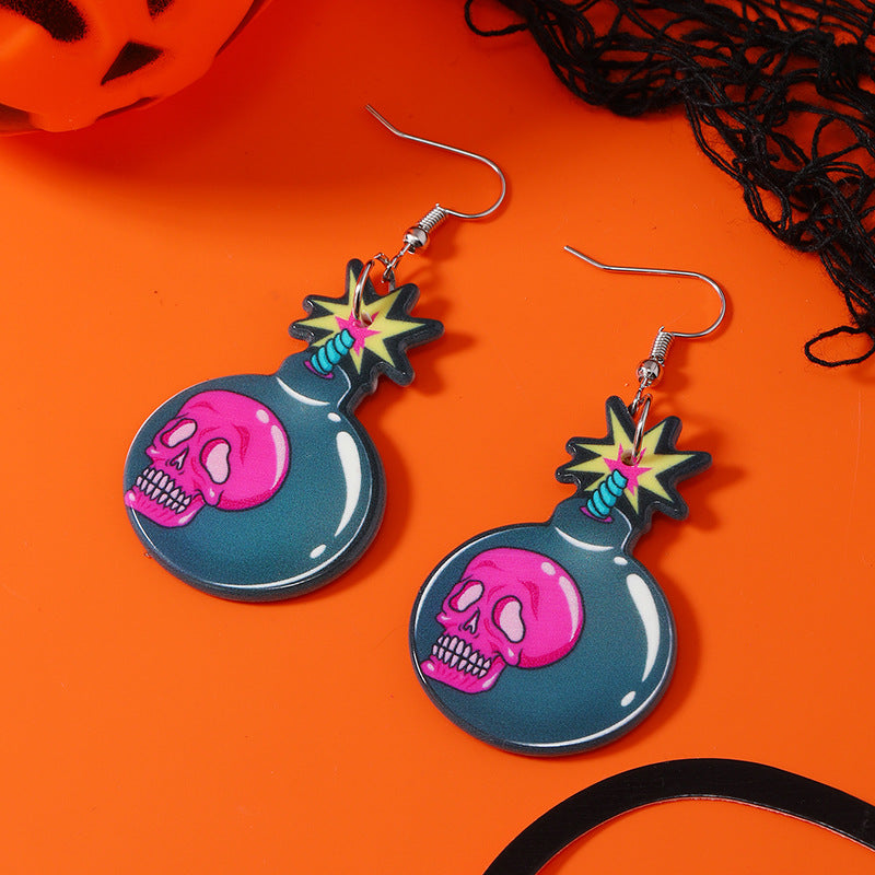 Wholesale Halloween Dark Funny Skull Earrings ACC-ES-Haoc009