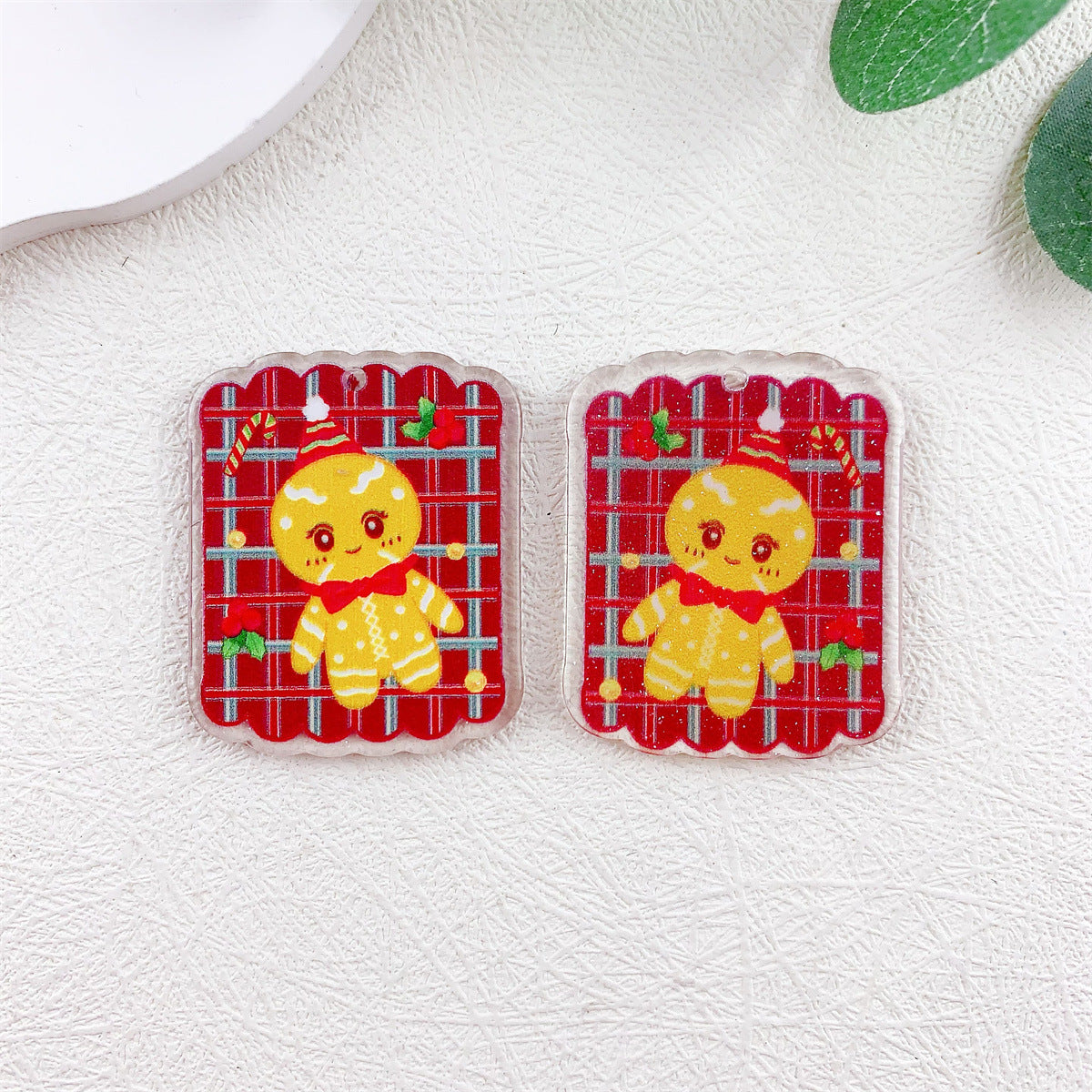 Wholesale 10pcs Acrylic Embossed Print Santa Elk Snowman Christmas Series Pendant