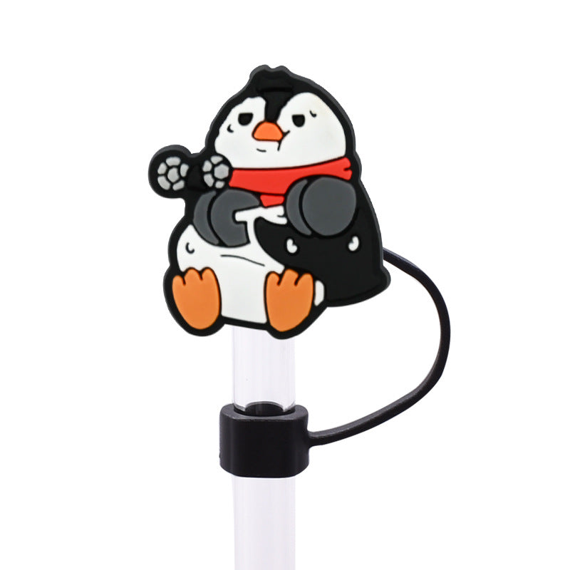 Wholesale Random 100pcs Cute Penguin Series PVC Soft Straw Tube Cap
