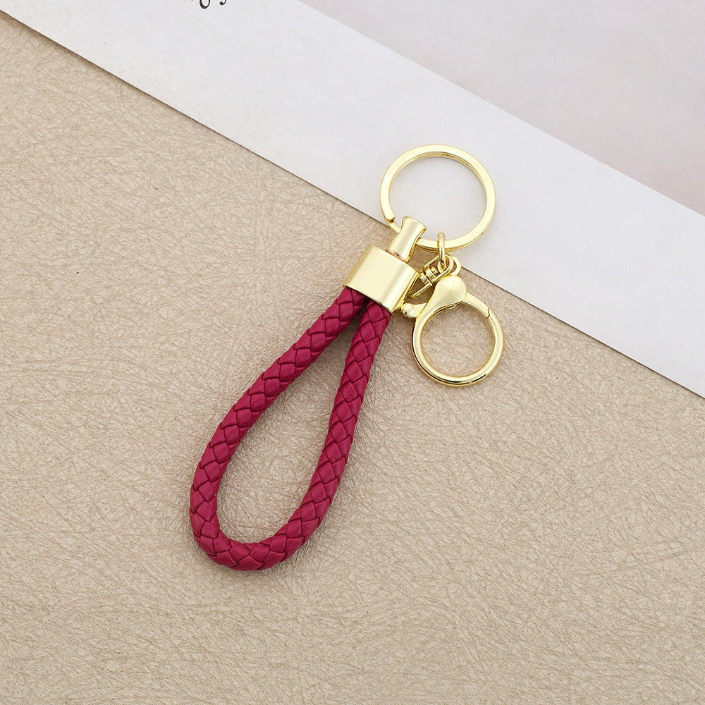 Wholesale Leather Round Dragon Woven Keychain Car Key Accessory Birthday Gift for Colleagues