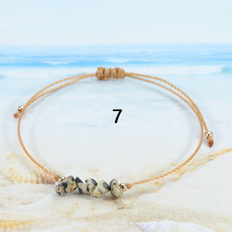 Wholesale  gravel bracelet irregular raw paraffin braided bracelet