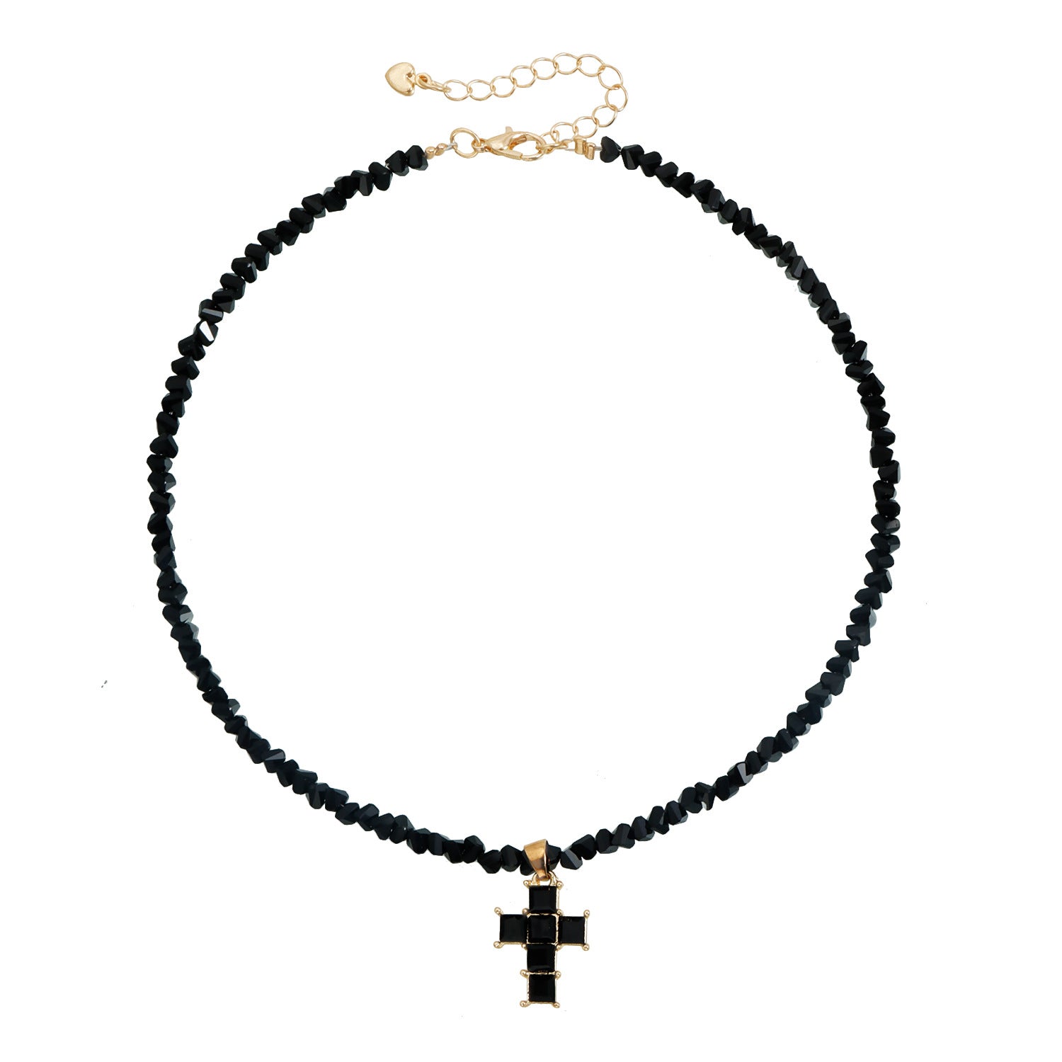 Wholesale Alloy Electroplated Triangle Crystal Inlaid Cross Necklace for Women Stylish Street Style Jewelry Accessory