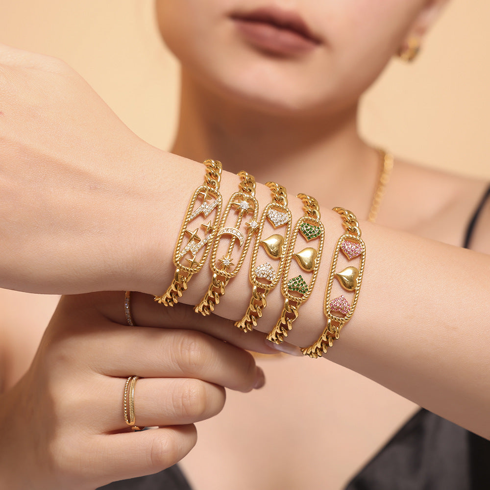 Wholesale  Star Moon Lightning Titanium Steel Necklace Bracelet