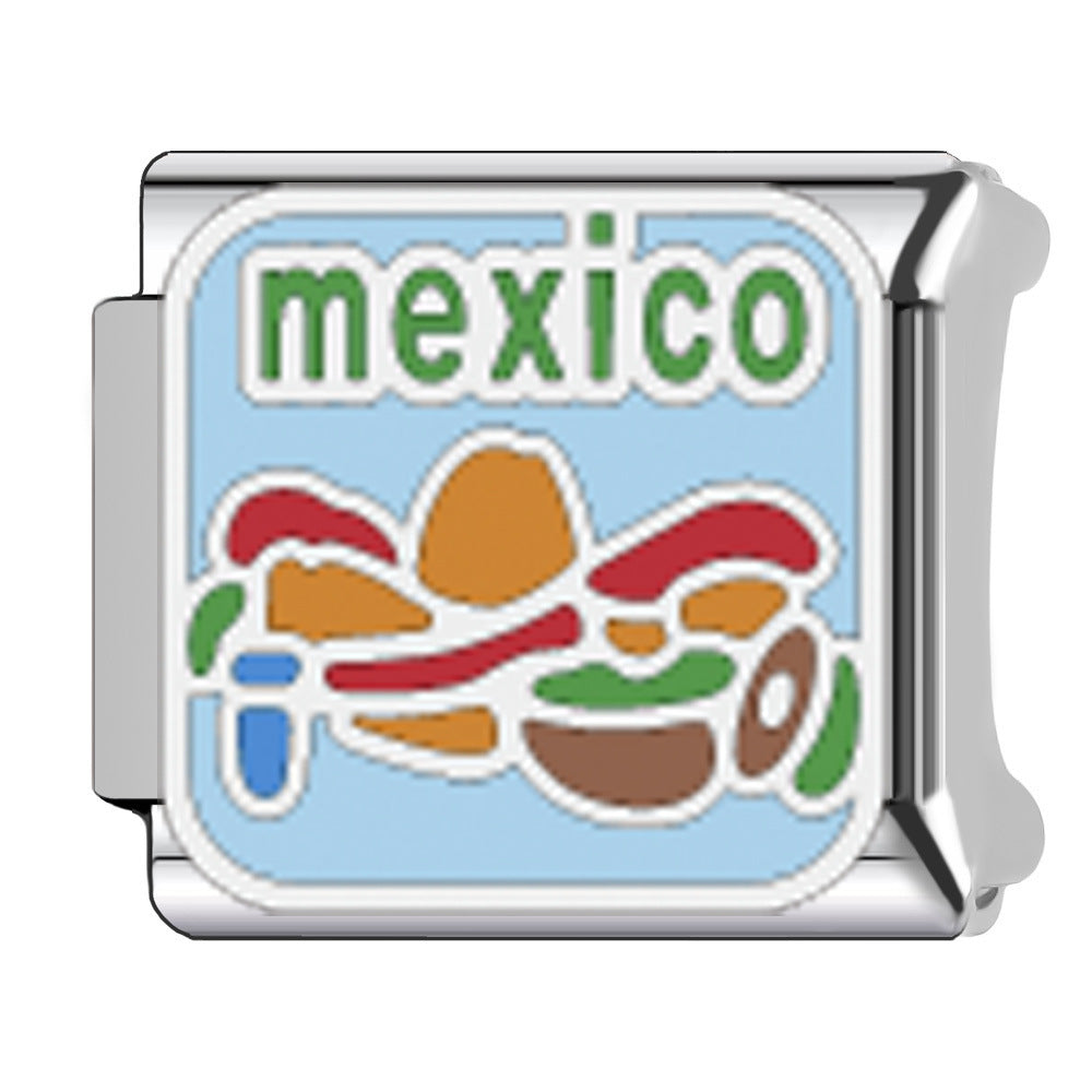 Wholesale   Italian Charm Bracelet 9mm DIY Egyptian pyramid landmark Creative Stainless Steel Composable Bracelet