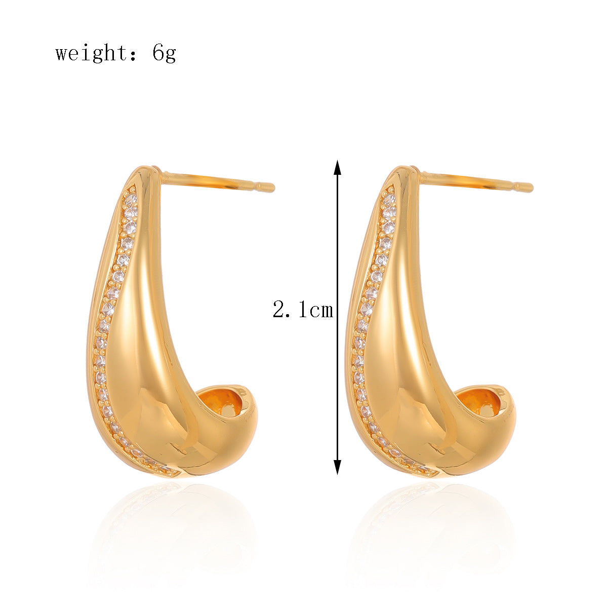 Wholesale Stainless Steel Water Drop Gold Plating Light Luxury Earrings