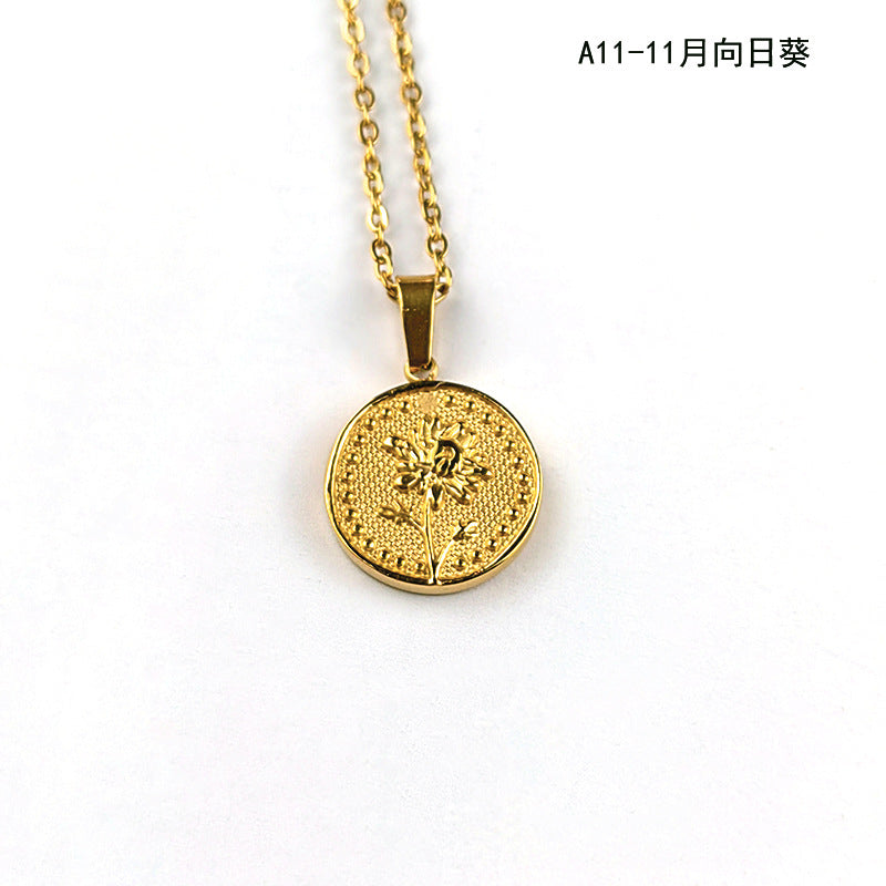 Wholesale Vintage 18K Stainless Steel December Flowers Pendant Necklaces ACC-NE-GuDi007