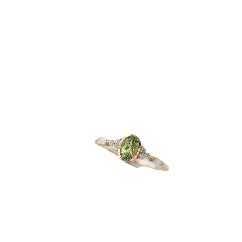 Wholesale Peridot Light Luxury Gold Plated Open Ring