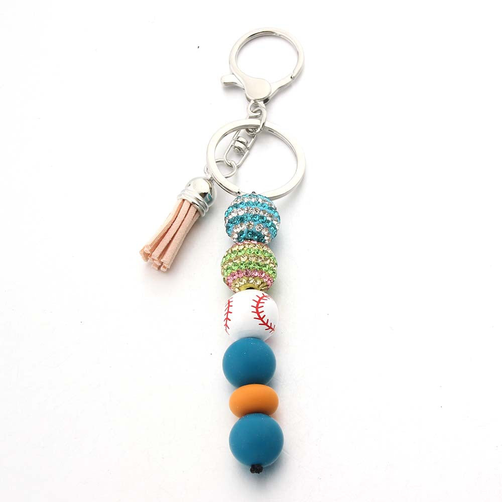 Wholesale Stripe Diamond Ball Beads Silicone Beaded Keychain ACC-KC-JinAn004