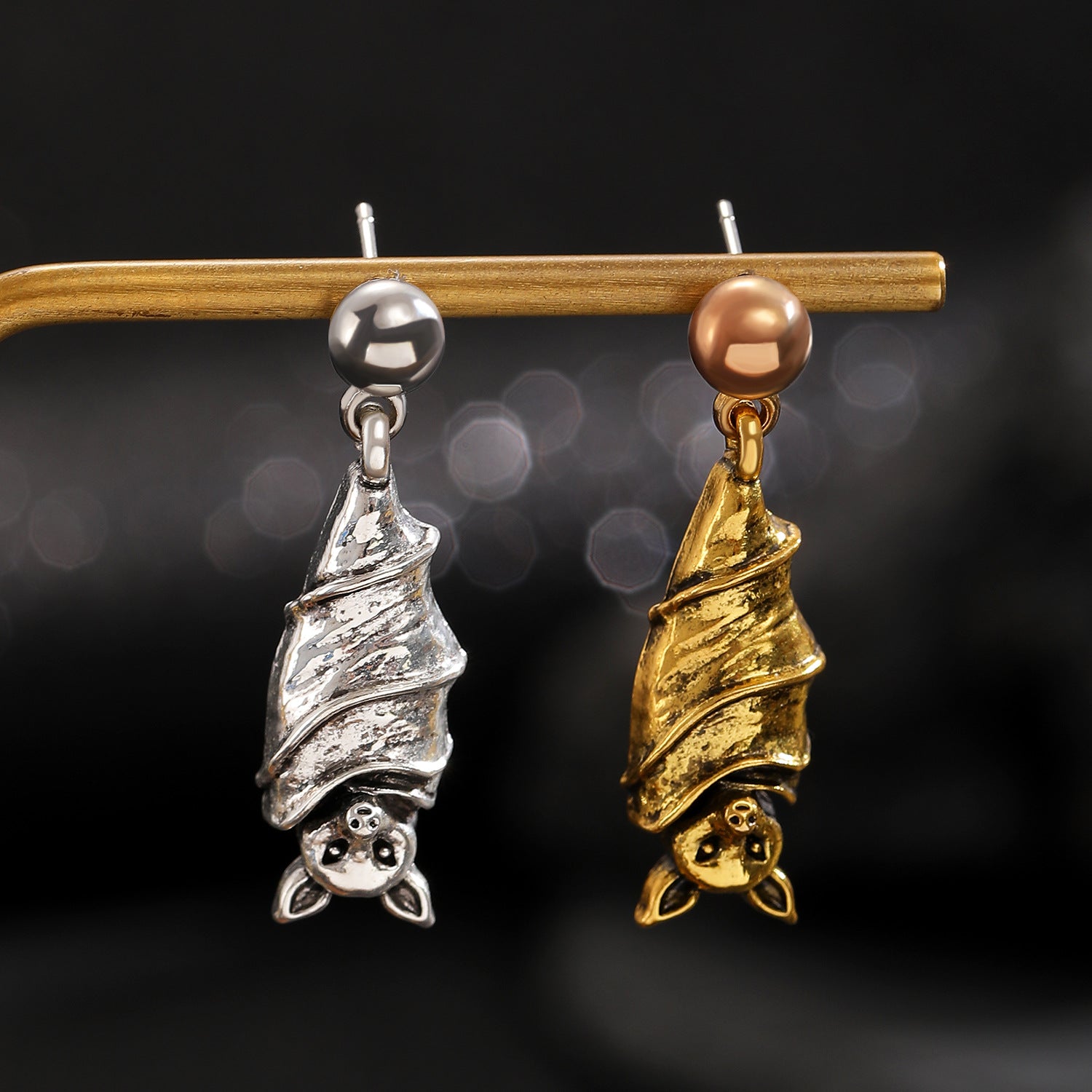 Wholesale Trendy Bat Earrings - Vintage Gold Zinc Alloy -  Jewelry Fashion Accessory