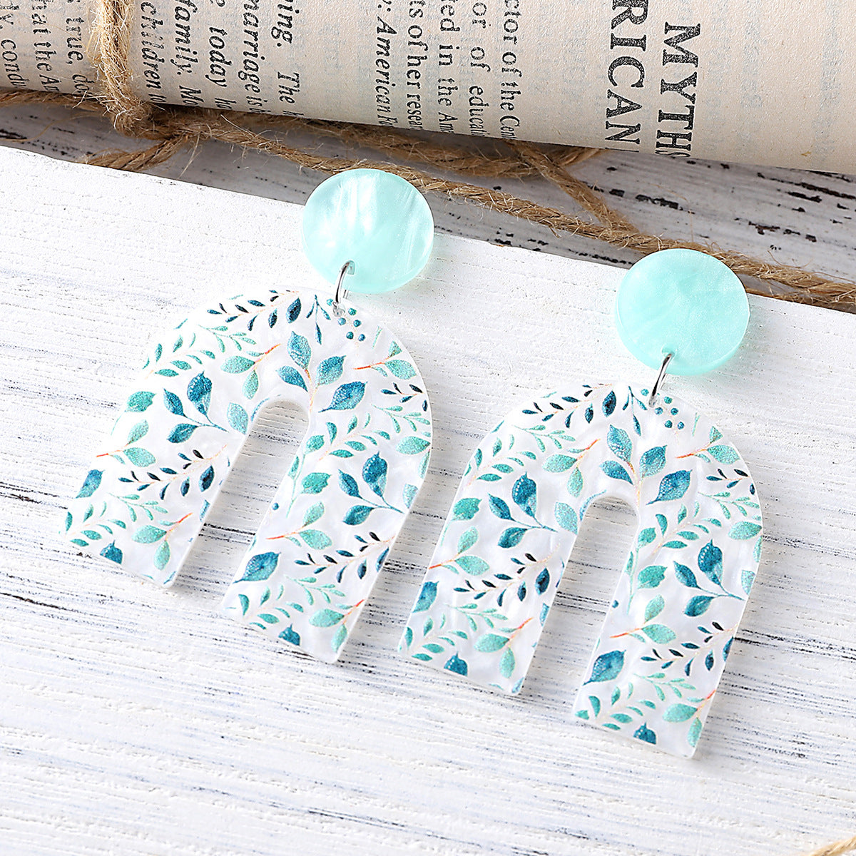 Wholesale Colorful Flower Leaves Acrylic Pendant Earrings