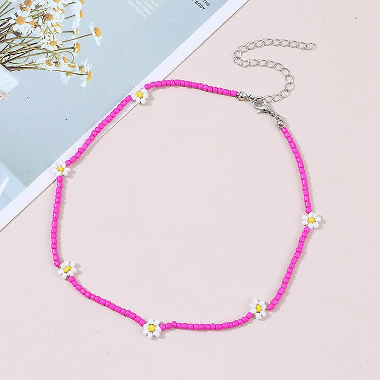 Wholesale Ethnic Style Rice Bead Flower Necklace