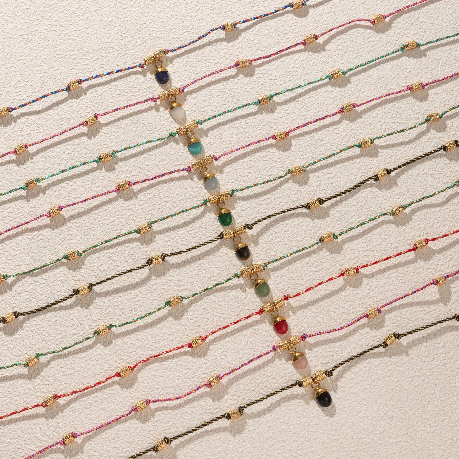 Wholesale Titanium Steel Necklace Half Circle Natural Stone Acorn Pine Cone Pendant