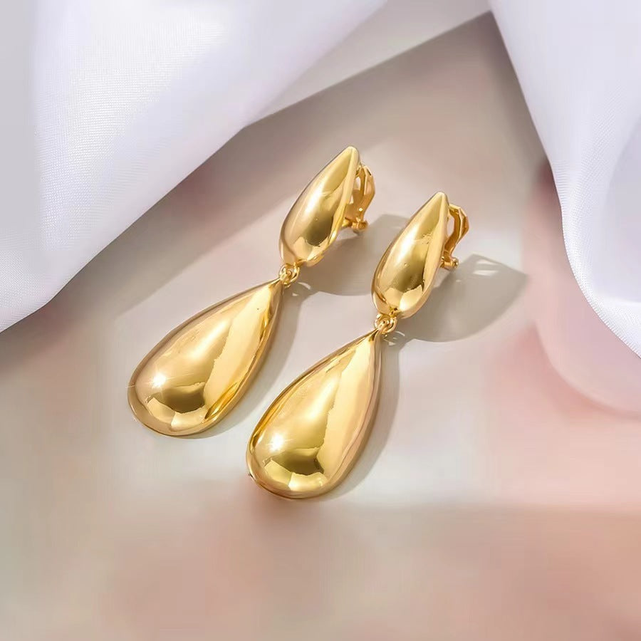 Wholesale  fashion temperament earrings 18K gold stainless steel water drop earrings niche design high-end female