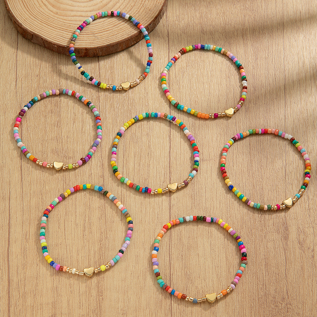 Wholesale  alloy love random color beads elastic ladies bracelet