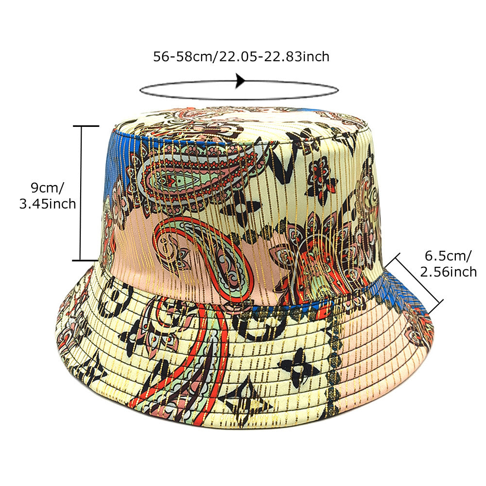 Wholesale Four Seasons Geometric Cashew Nut Flower Print Double-Sided Bucket Hat