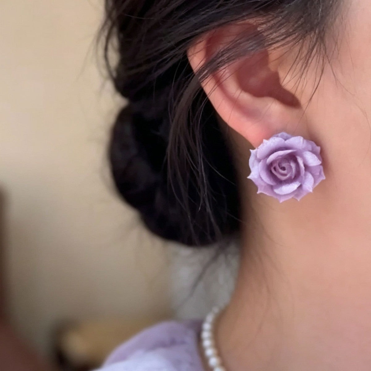 Wholesale Fashion Purple Flower Stud Earrings,  Alloy Jewelry Accessory for Women Boutique Resale