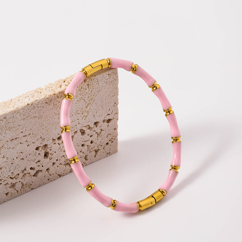 Wholesale Oil Drop Stainless Steel Multicolor Bamboo Bracelet ACC-BT-RuiX003