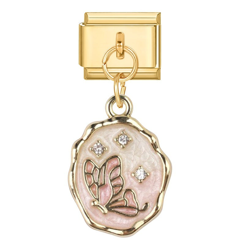 Wholesale Italian Charm Bracelet 9mm DIY Splicing Gold Pendant Stainless Steel Composable Bracelet