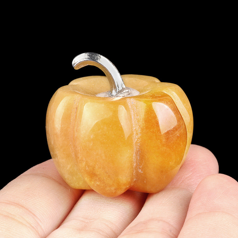 Wholesale 30mm Pumpkin Natural Crystal Stone Halloween Pendant ACC-PT-KeSuo005