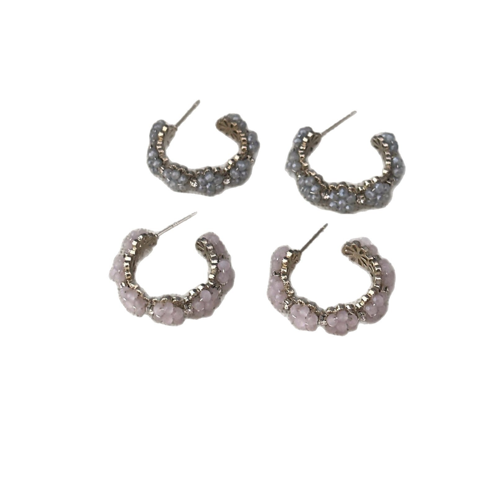 Wholesale  Blue Hoop Earrings Crystal Flower Earrings