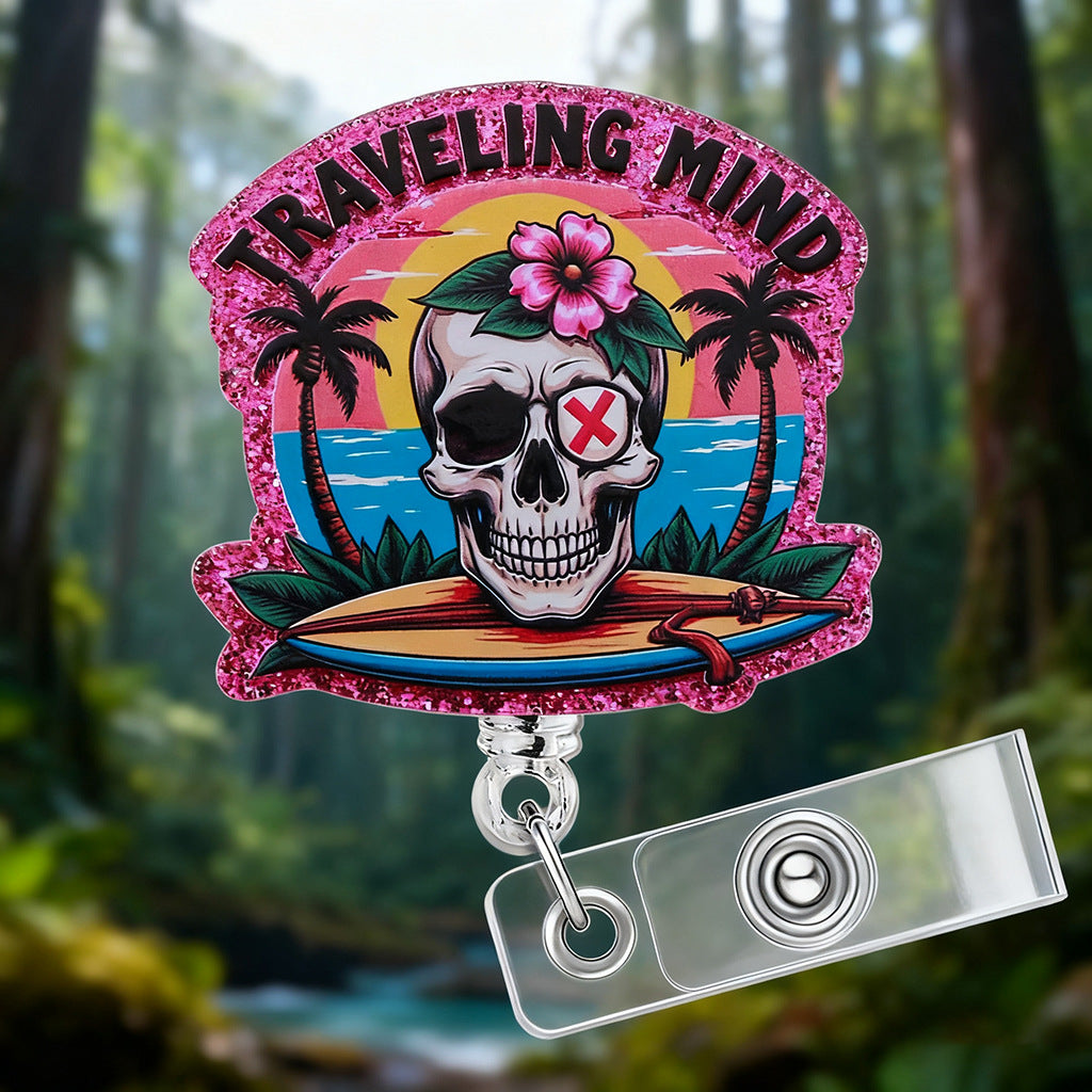 Wholesale  Badge Reel with Retractable Clip,  Acrylic ID Badge Holder with Crocodile Clip,  Boutique Gift Accessory
