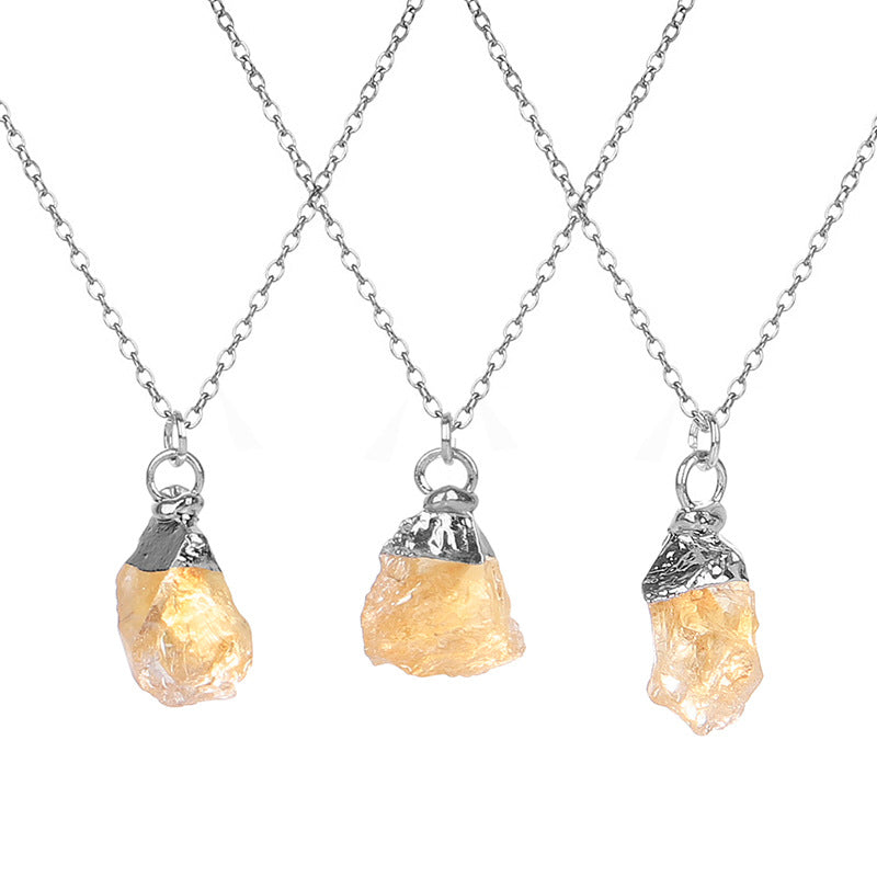 Wholesale Colored Natural Stone Irregular Birthstone Crystal Alloy Necklace ACC-NE-ZhuangZ005