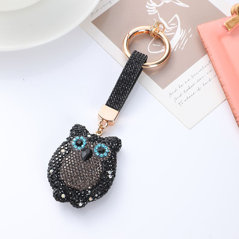 Wholesale diamond-studded owl keychain accessories cartoon cute car key ring bag pendant