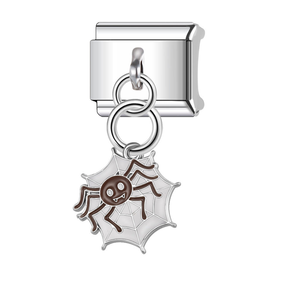 Wholesale Italian Charm Bracelet 9mm DIY Splicing Stainless Steel Halloween Pumpkin Series Composable Bracelet