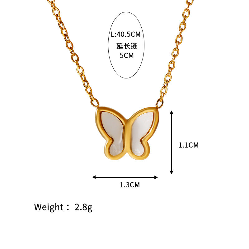 Wholesale  Stainless Steel Real Gold Color Preservation Temperament Love Butterfly Necklace