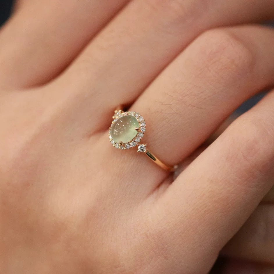 Wholesale Vintage Style Geometric Ring,  Copper with Imitation Chrysoprase,  Fashion Jewelry Accessory