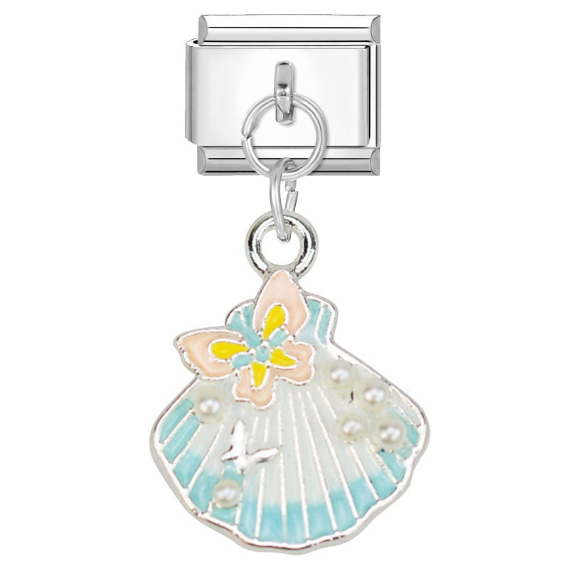 Wholesale 9mm Italian Charm Starter Bracelets DIY flower fish Single Section Creative Stainless Steel Composable Bracelet