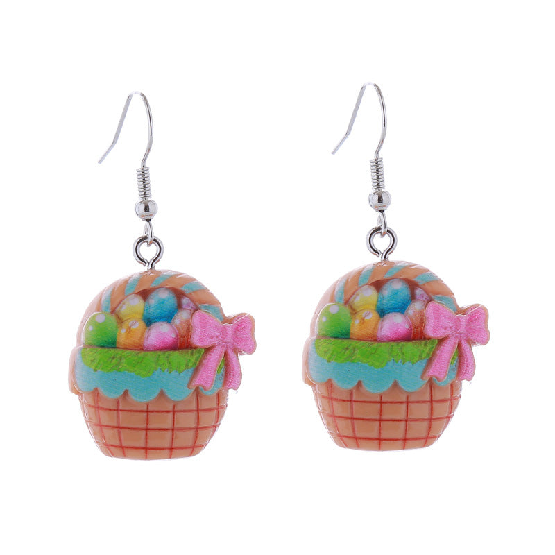 Wholesale Easter Cartoon Bunny Carrot Egg Chick Plastic Earrings