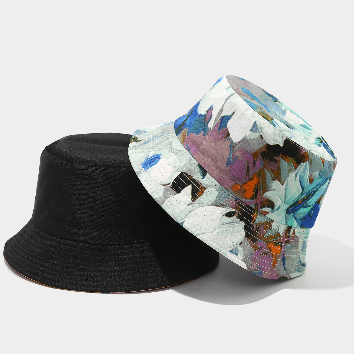 Wholesale Double-Sided Fisherman Hat  Flower Pattern Basin Hat