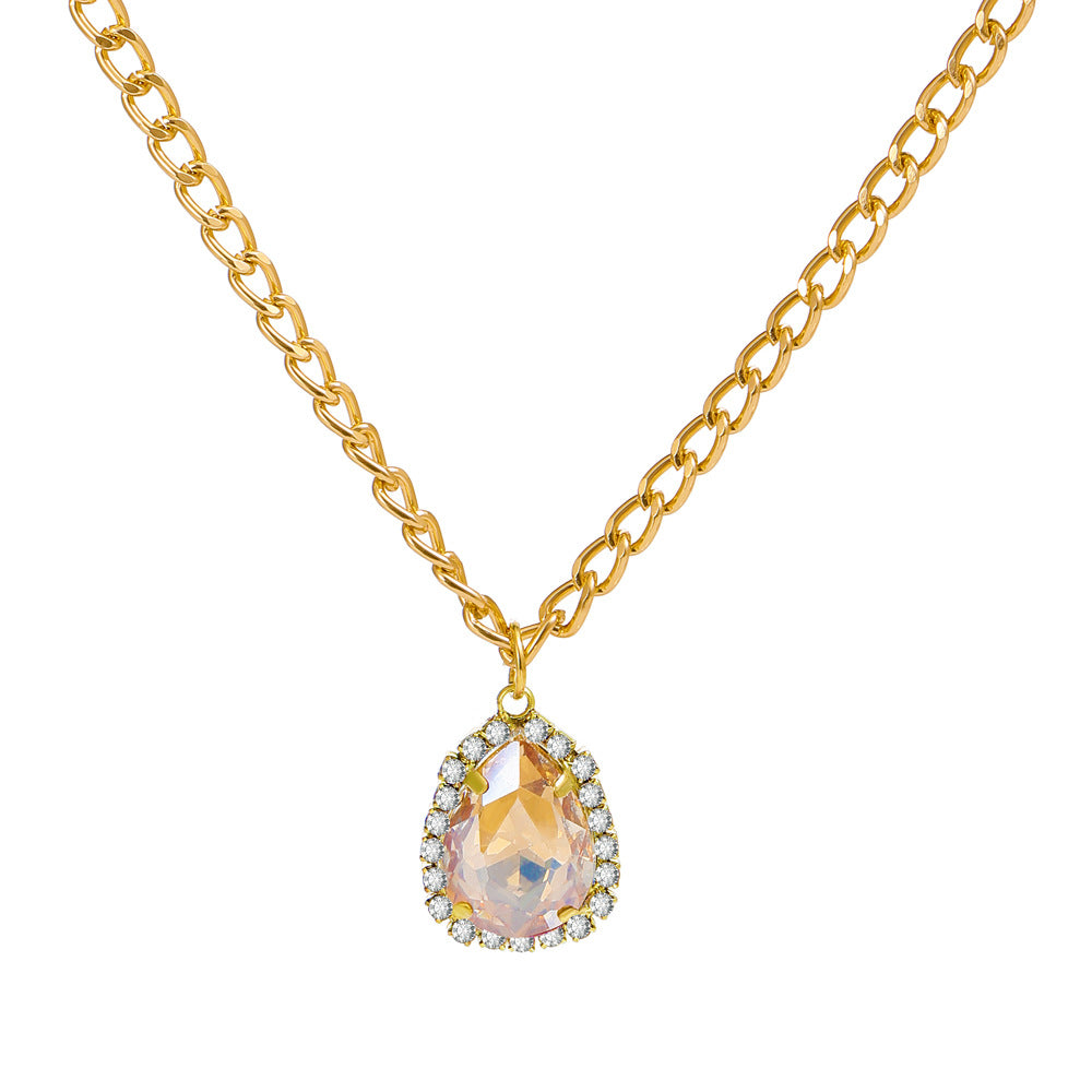 Wholesale Micro-paved Zirconia Teardrop Pendant Necklaces ACC-NE-DQ002