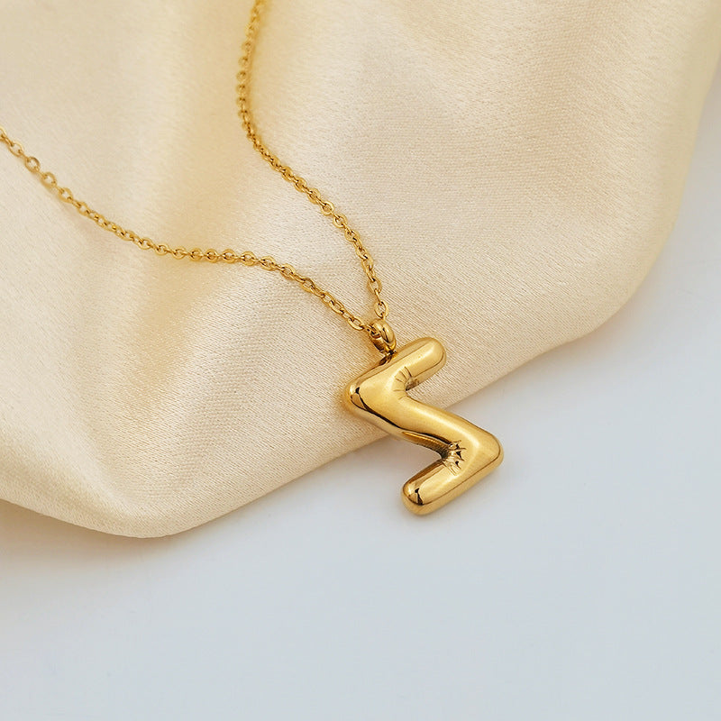 Wholesale 26 Letters 18K Gold Plated Polished Letter Necklaces ACC-NE-GuDi014