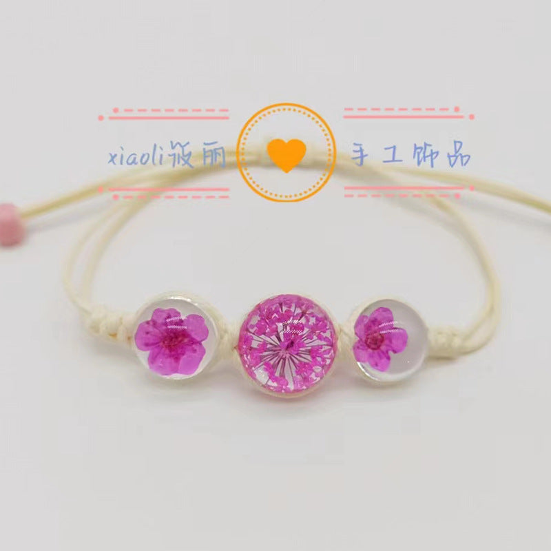 Wholesale Cherry Blossom Plum Blossoms Gypsophila Hand-woven Natural Real Flower Bracelet Rope ACC-BT-Youl007
