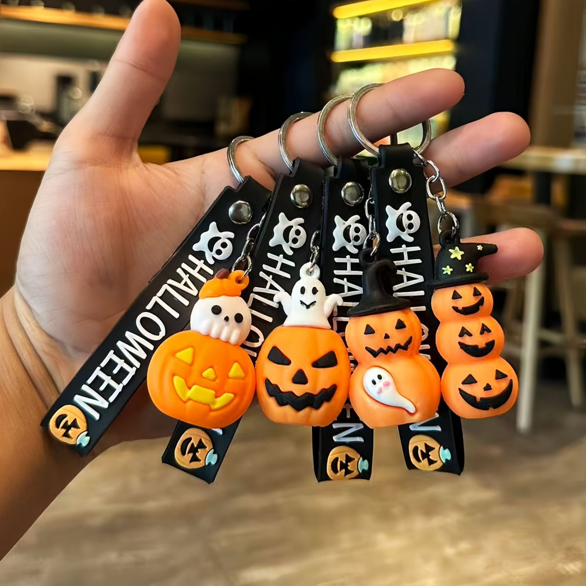 Wholesale  Pumpkin Keychain - Cartoon PVC Little Black House Pendant,  Bag Charm or Gift