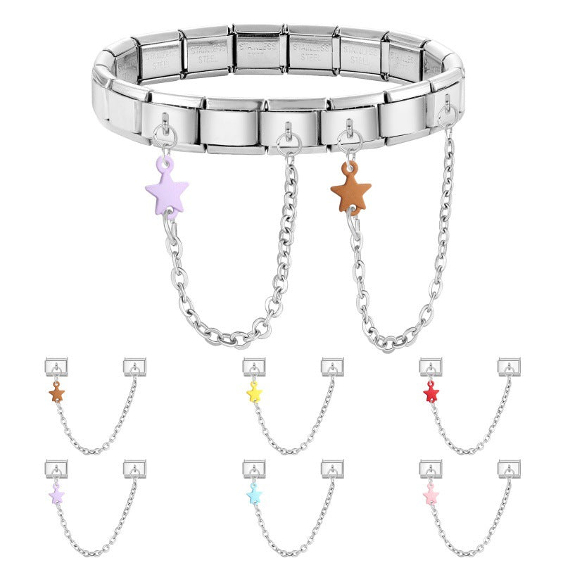 Wholesale Italian Charm Bracelet 9mm DIY Splicing Double Pendant Stainless Steel Composable Bracelet