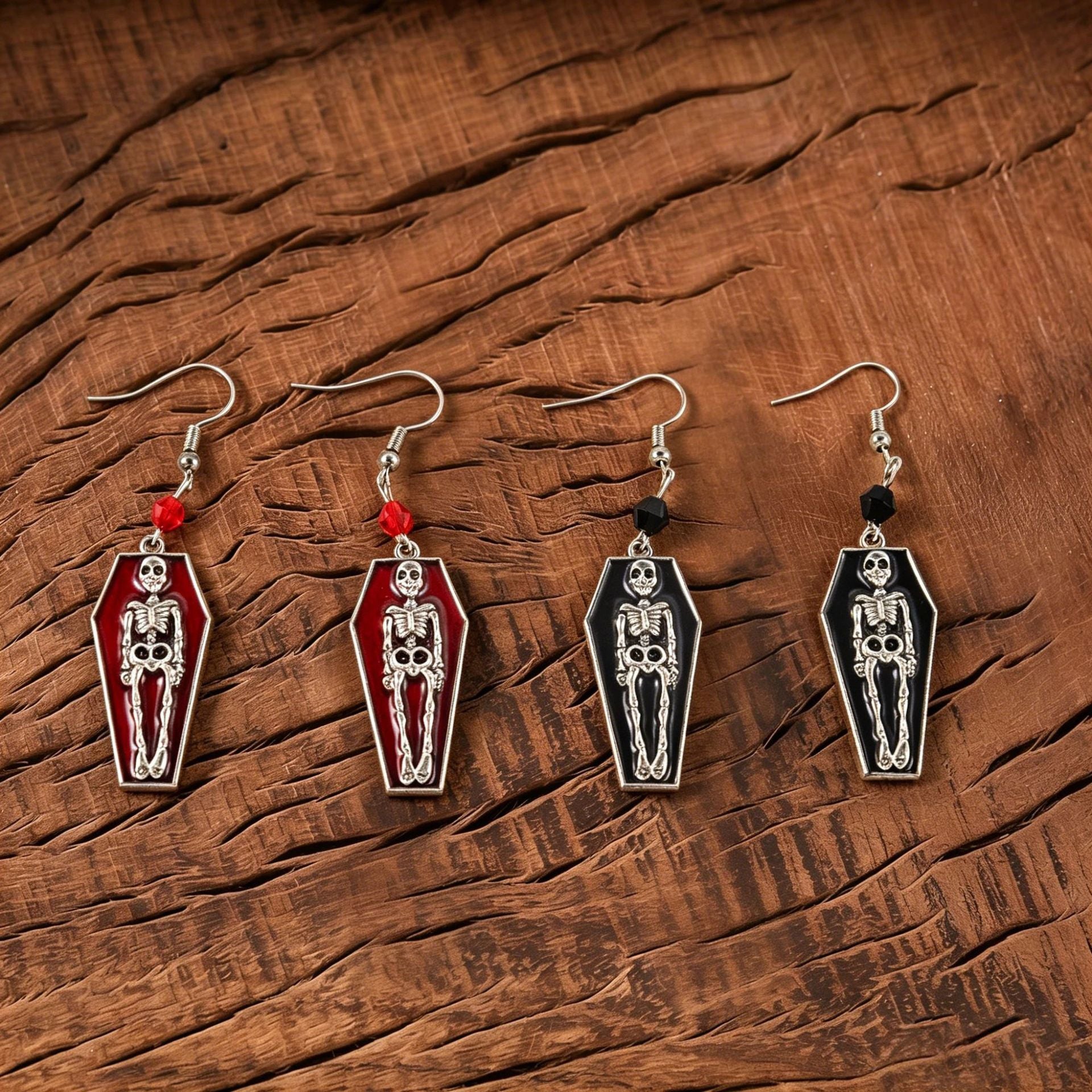 Wholesale Zinc Alloy  Coffin Skull Pendant Ear Hooks Retro Gothic Fashion Jewelry Accessory For Women