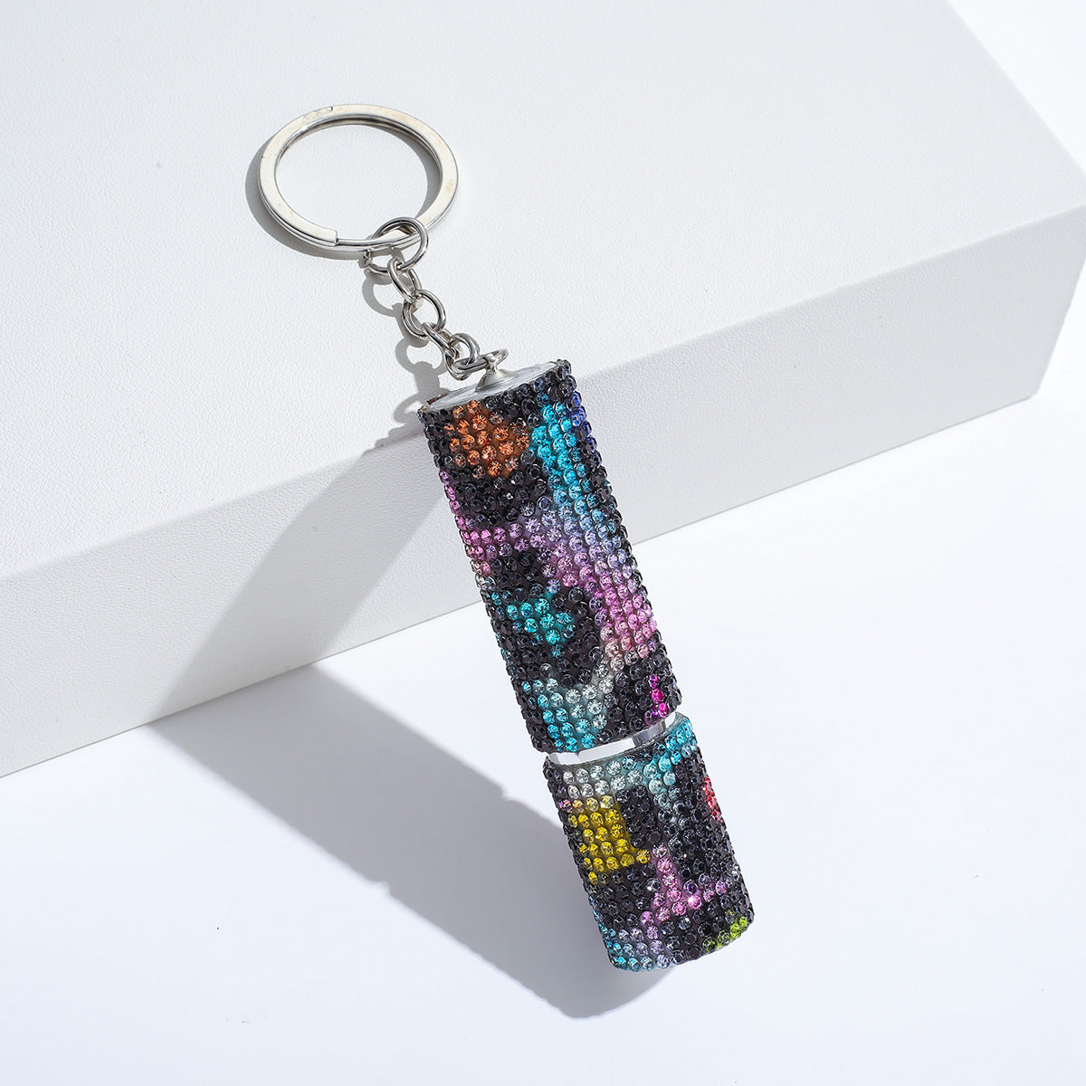 Wholesale colorful leopard print rhinestone perfume bottle portable multifunctional alloy keychain ACC-KC-ZhiYa003