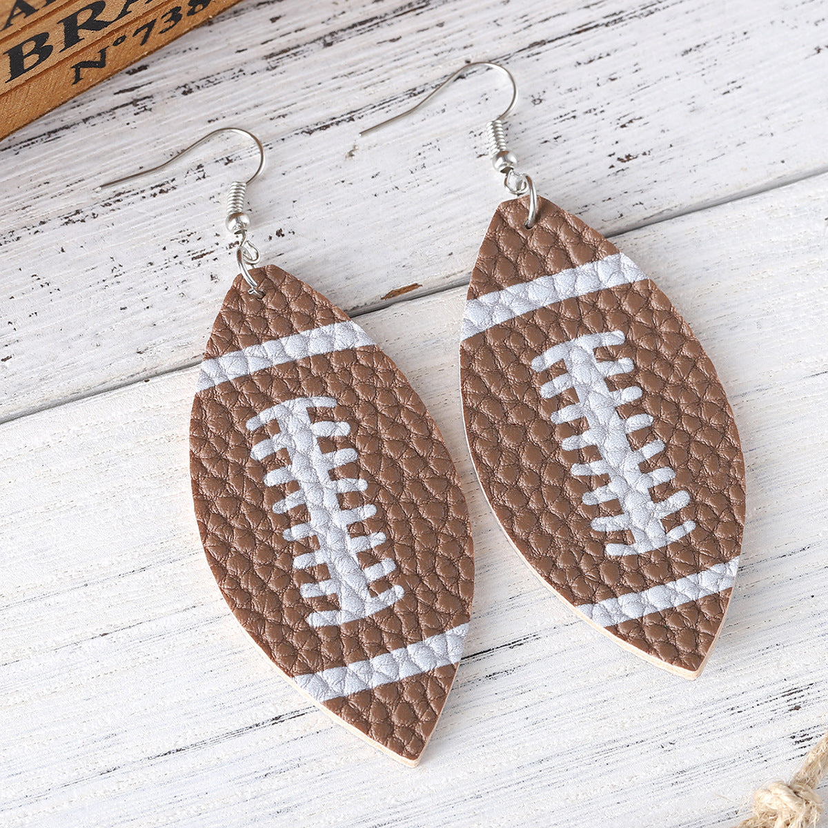 Wholesale Rugby PU double-sided rugby earrings