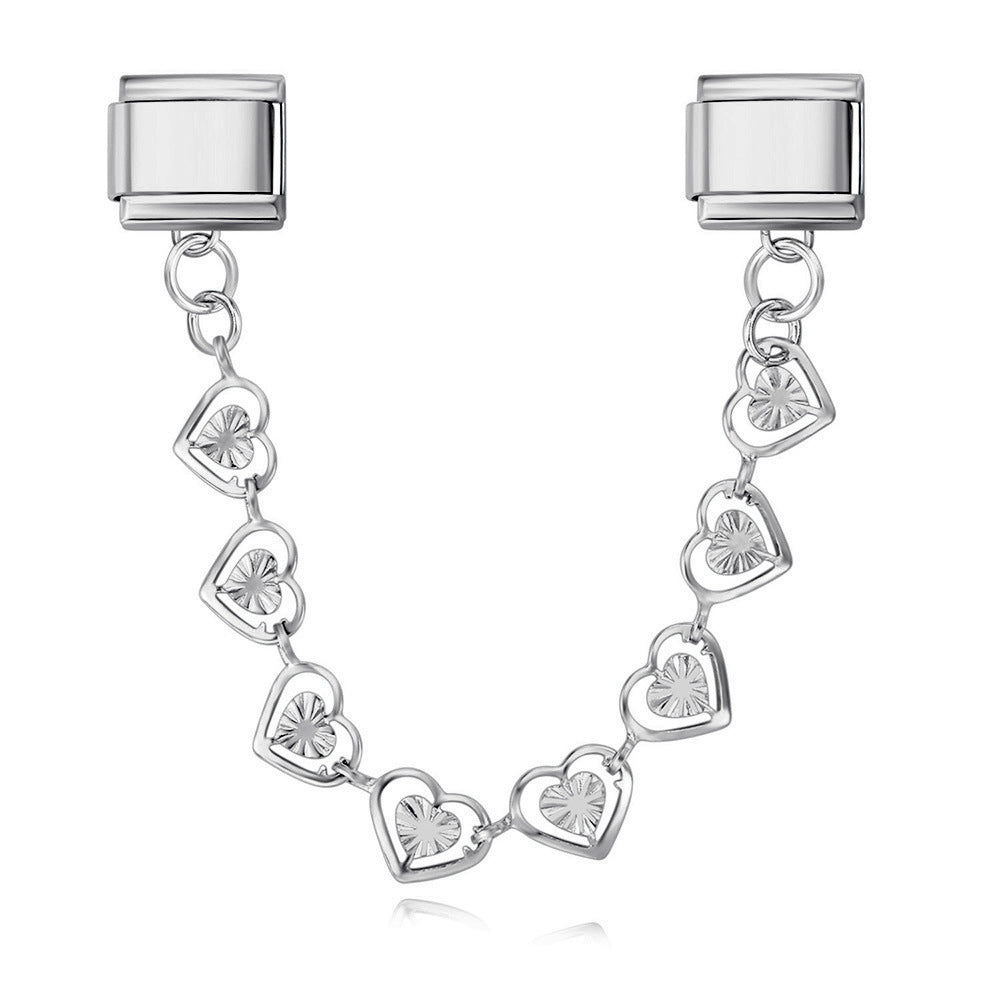 Wholesale 9mm Italian Charm Starter Bracelets DIY Hearts and Love Single Section Creative Stainless Steel Composable Bracelet