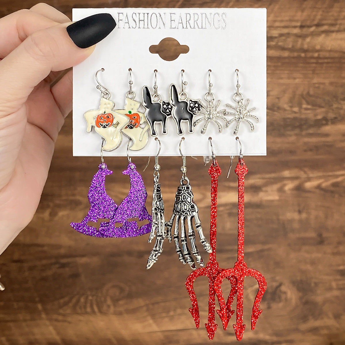 Wholesale Halloween personalized earrings  Spider kitten earrings set