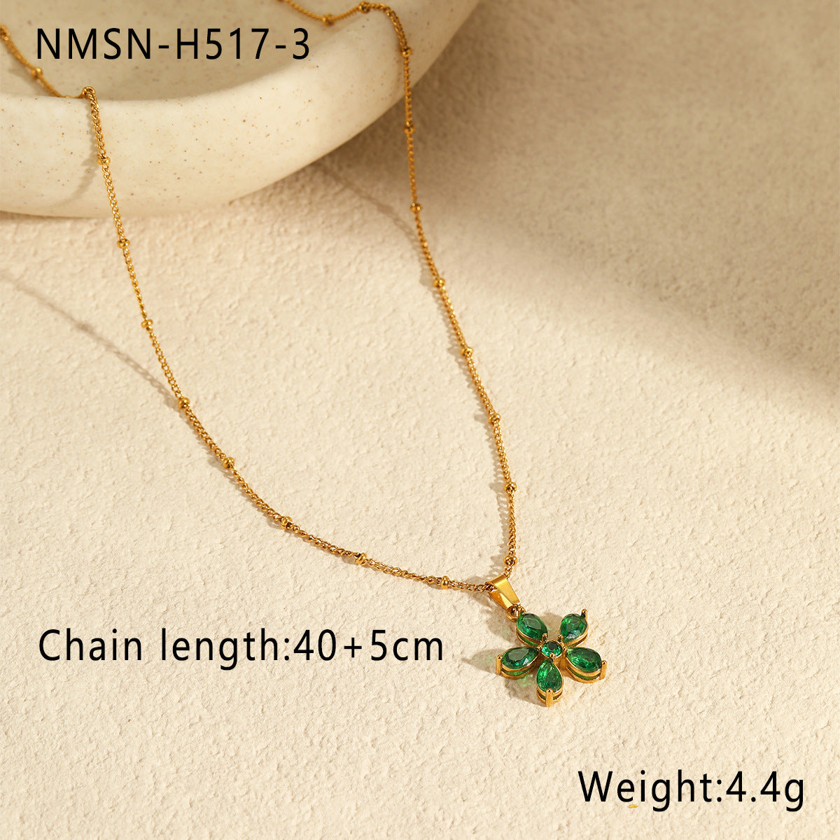 Wholesale  Colorfulful Zircon Petal Pendant Stainless Steel Necklace
