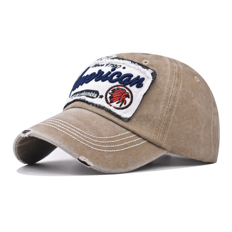 Wholesale Casual Cotton Baseball Cap With Washed America Flag Embroidery Adjustable Breathable Resale