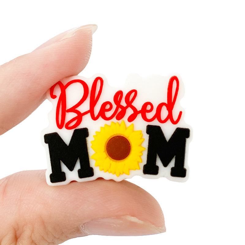 Wholesale 10pcs Faith Mom Silicone Beads Focal Beads DIY Accessories Mother's Day ACC-BDS-WDX077