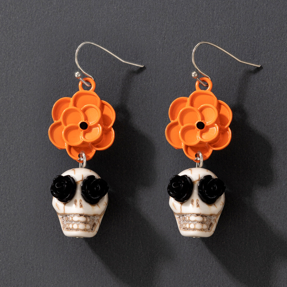 Wholesale   Skull Colorful Rice Beads  Earrings