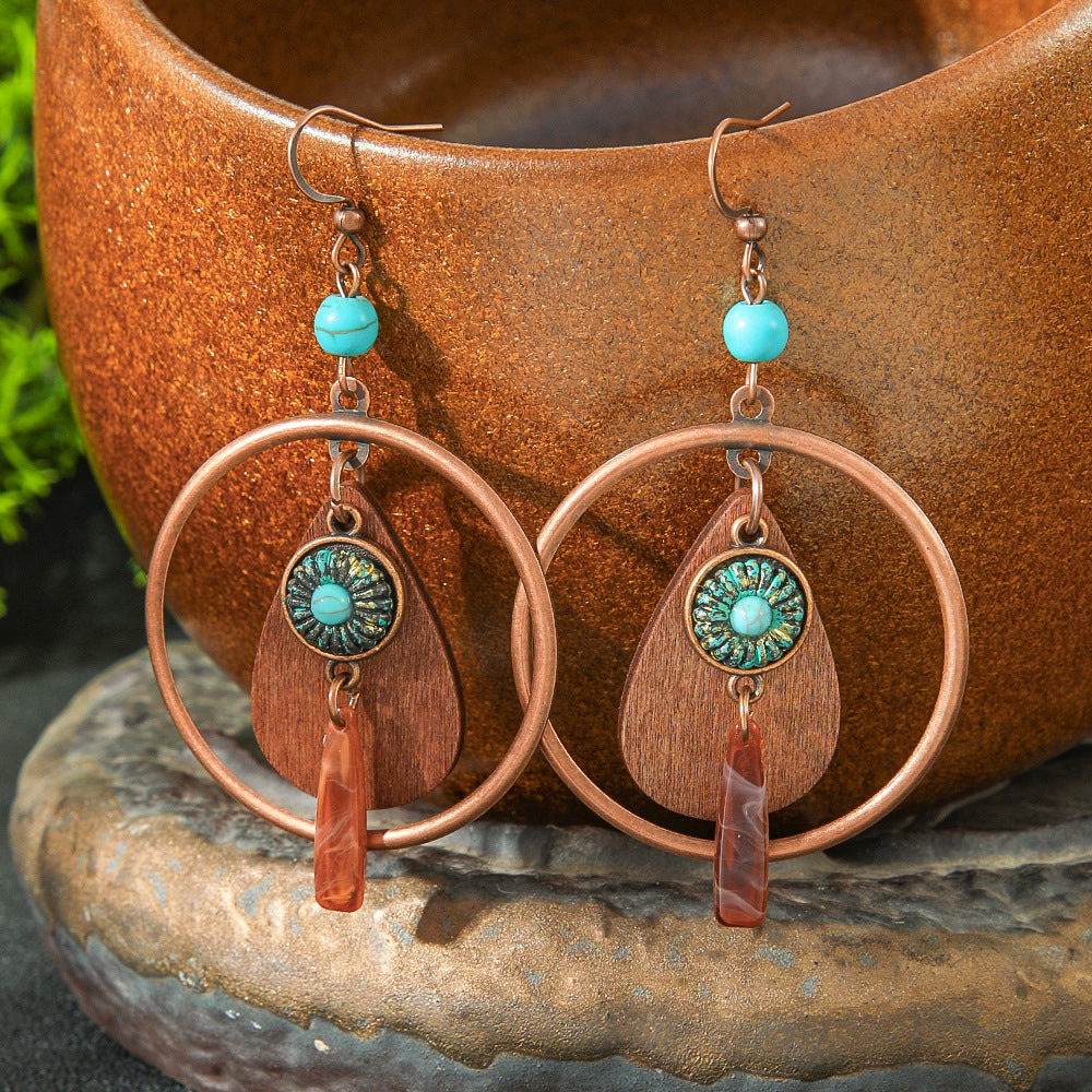 Wholesale Zinc Alloy Bohemian Coffee Color Earrings Set