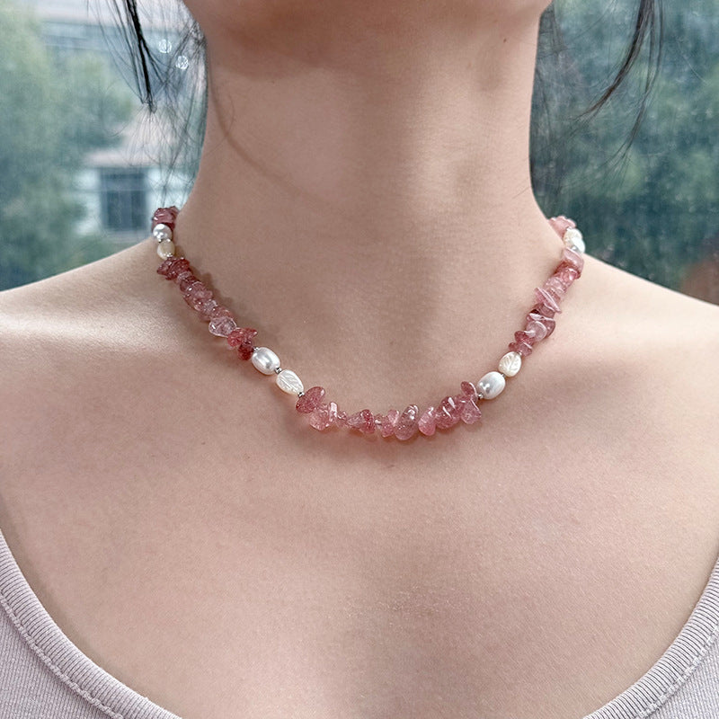 Großhandel natürliche Kiesstich -Barock -Perlenkette