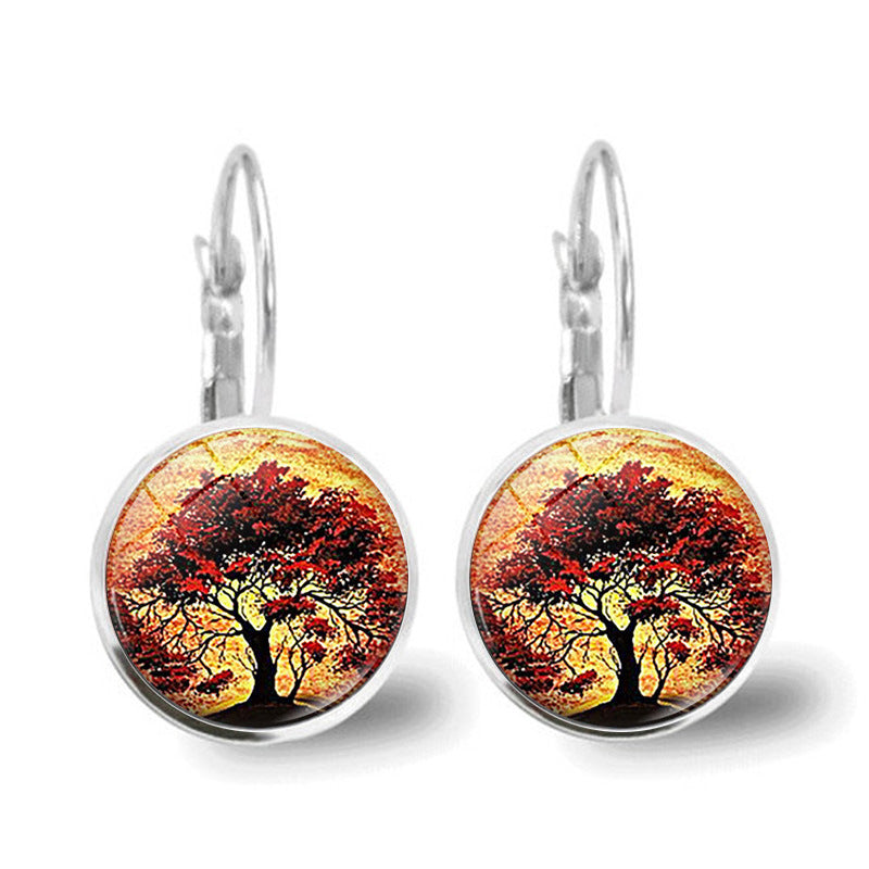 Wholesale Tree of Life Time Gemstone Earrings